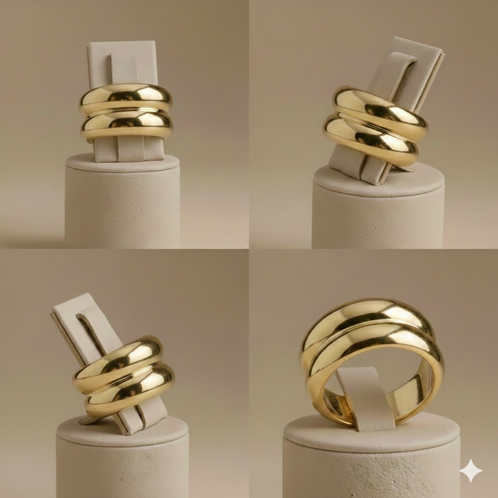 Bague Fine Acier et Or – Anneau Minimaliste Taille 52 à 62