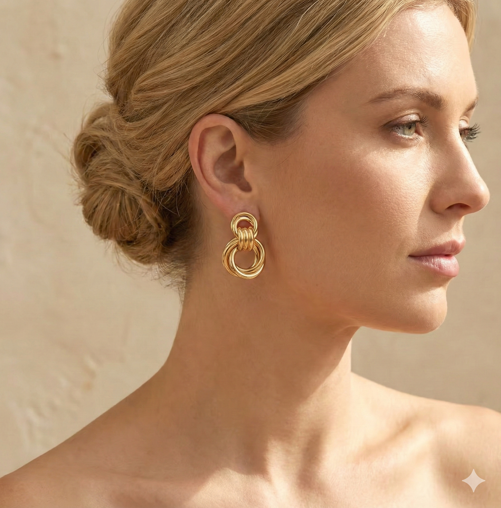 Boucles d'oreilles cercle torsadé plaqué or – Style bohème contemporain