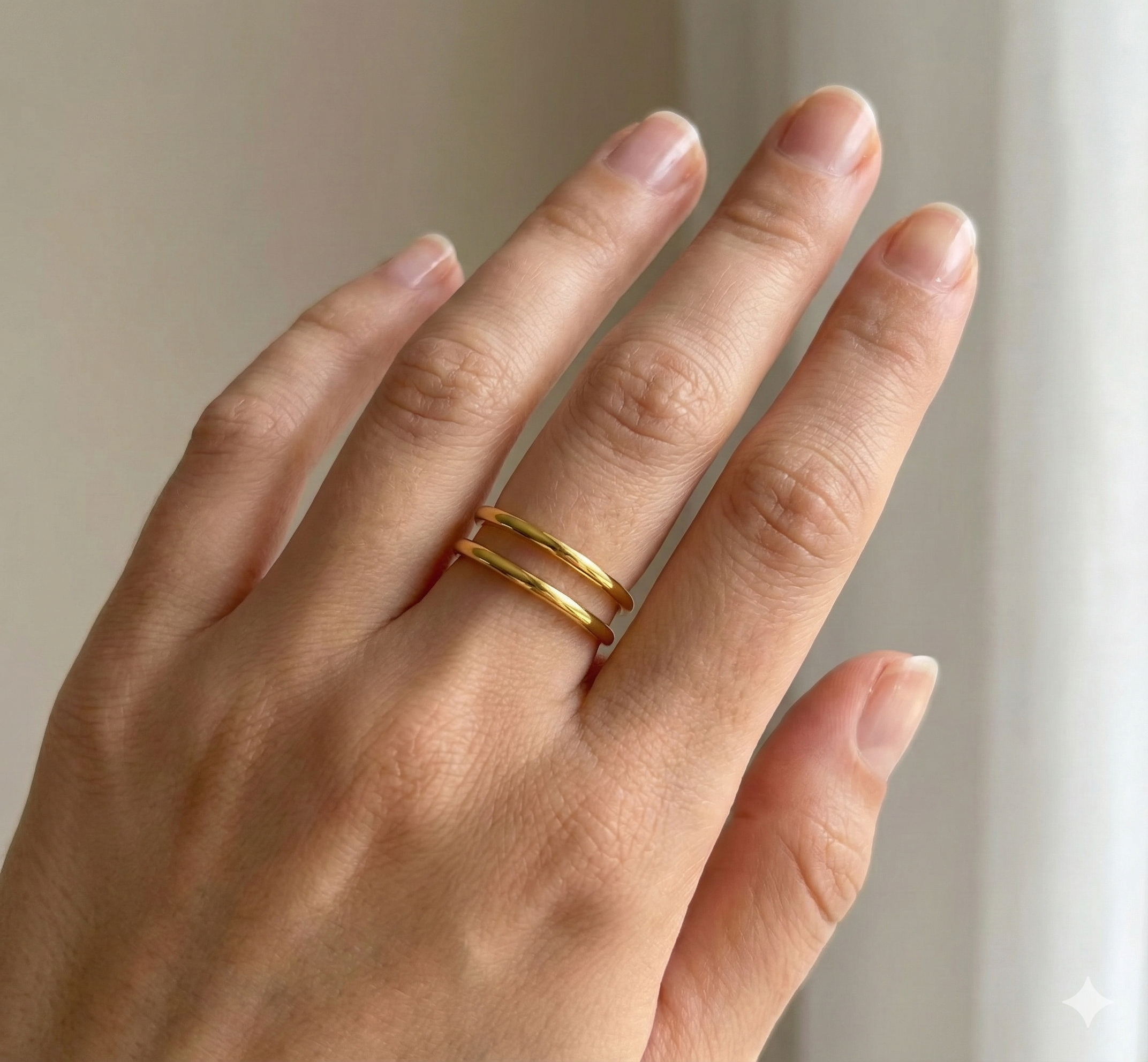 Bague Anneau Étages Plaqué Or 18K Acier 316L