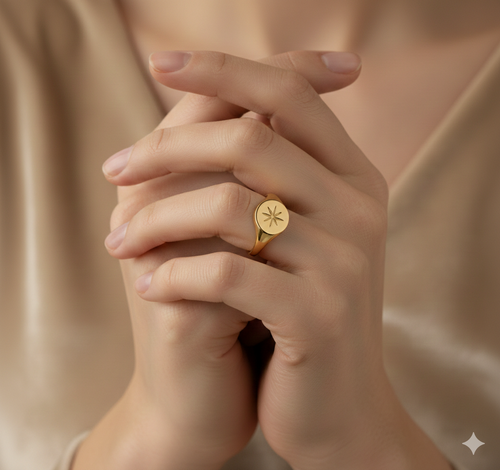 Bague Hexagramme Bohème Plaqué Or 18K Premium