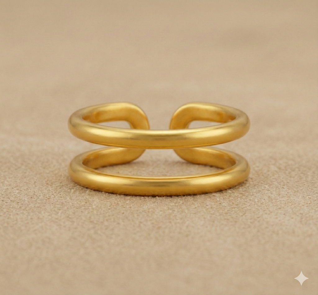 Bague Anneau Étages Plaqué Or 18K Acier 316L