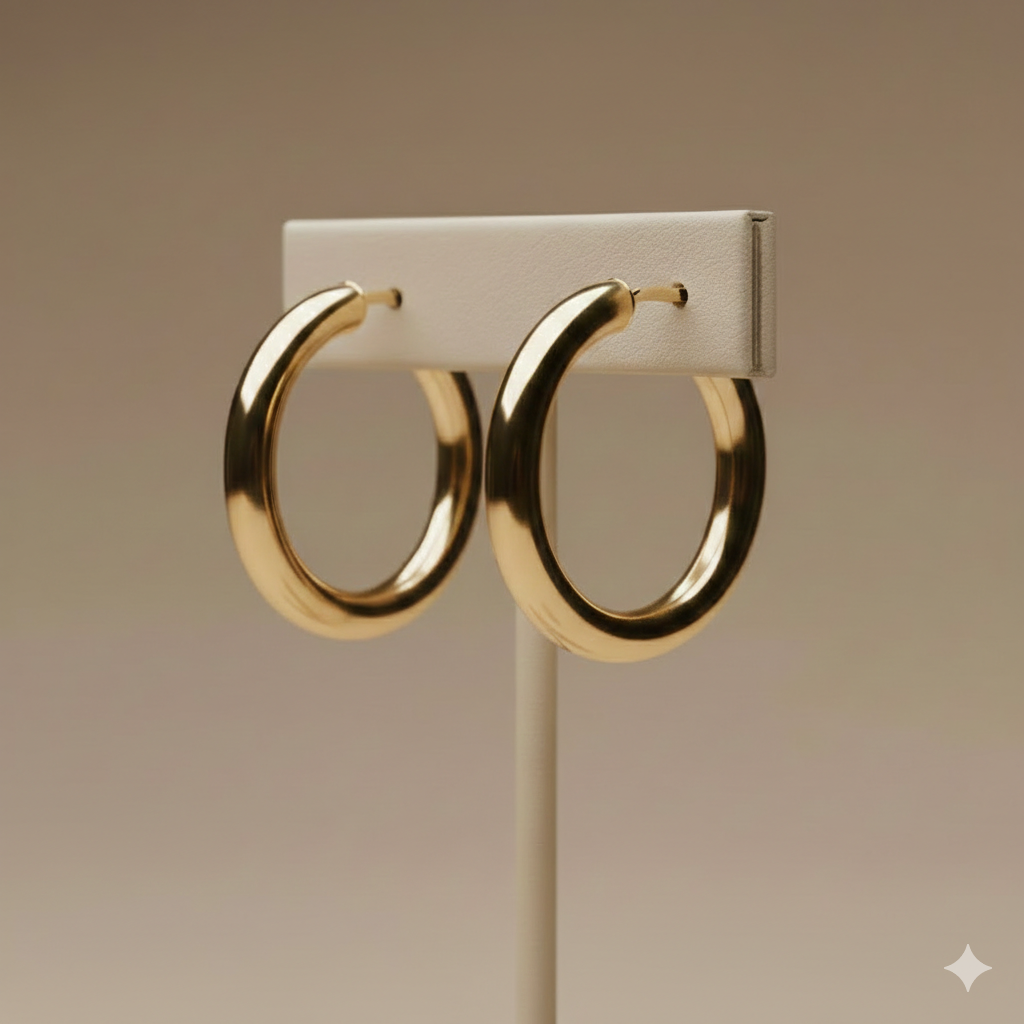 Créoles plaquées or – Boucles d'oreilles minimalistes