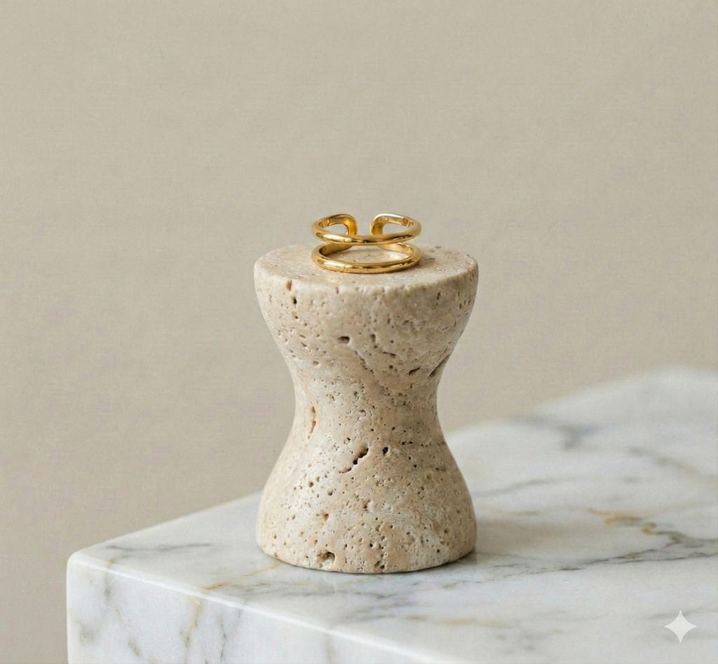 Bague Anneau Étages Plaqué Or 18K Acier 316L