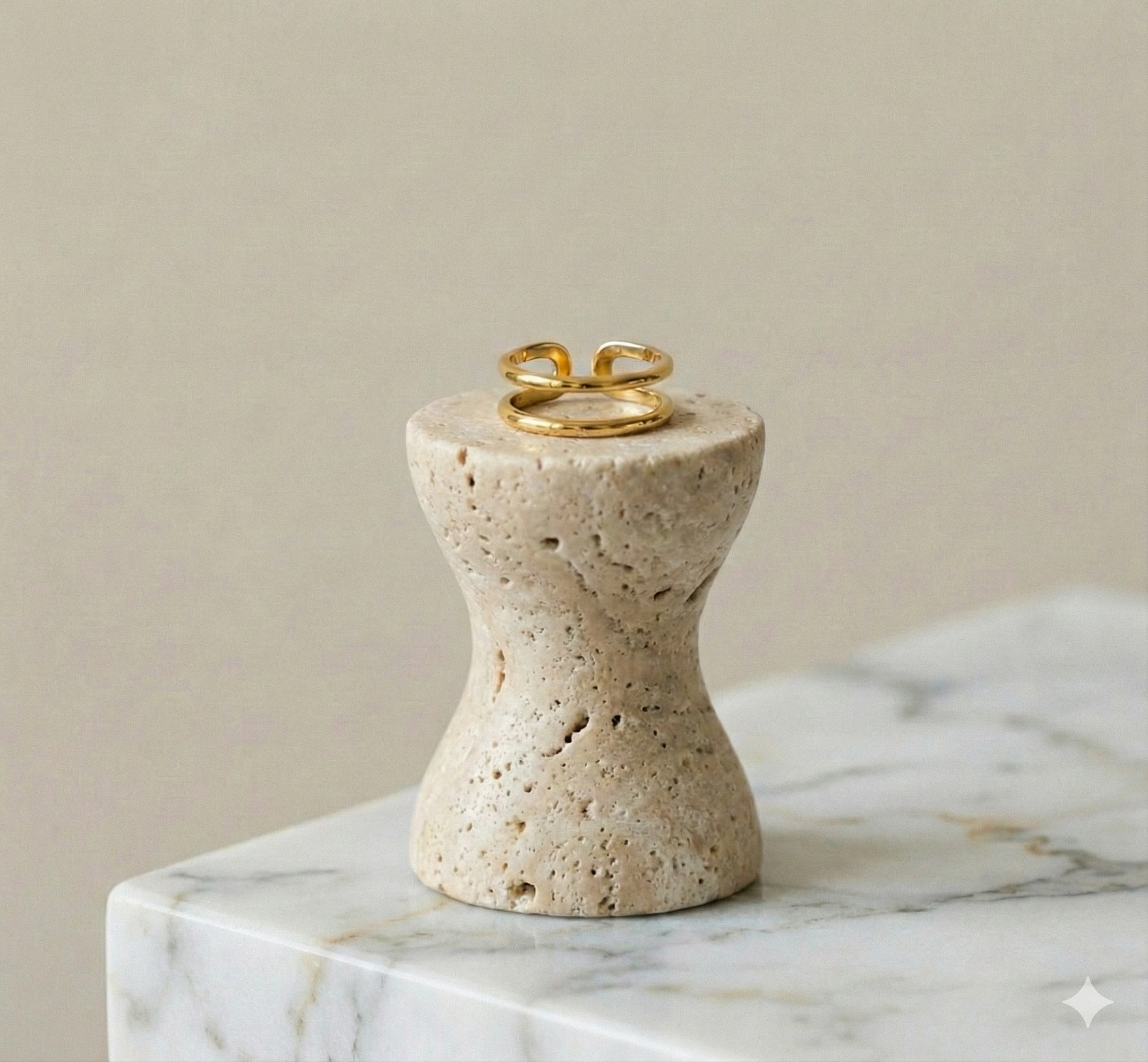 Bague Anneau Étages Plaqué Or 18K Acier 316L