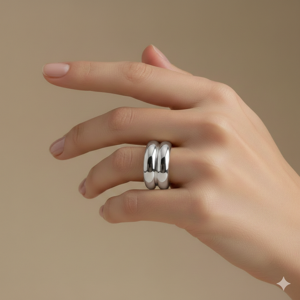 Bague Fine Acier et Or – Anneau Minimaliste Taille 52 à 62