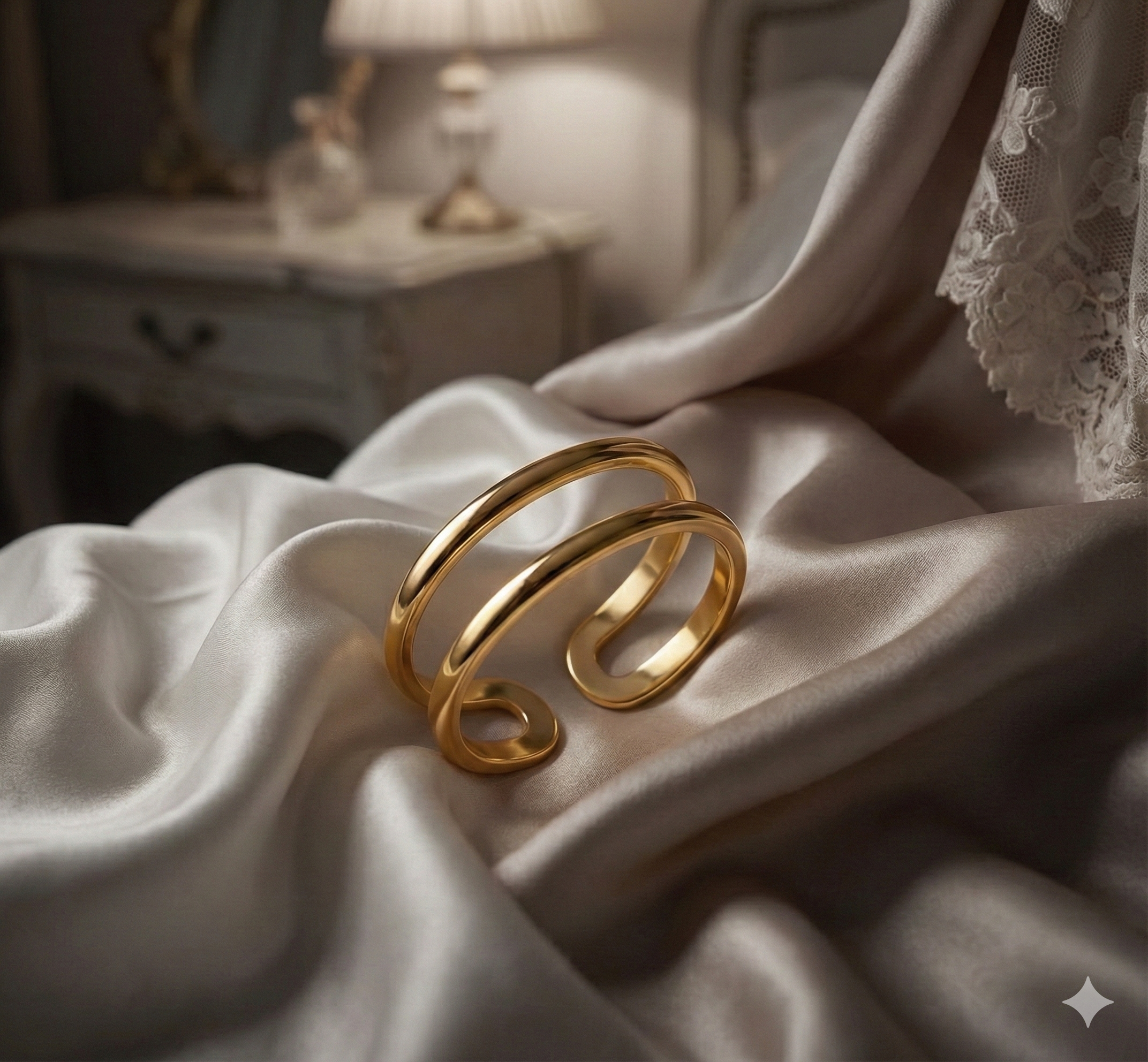 Bague Anneau Étages Plaqué Or 18K Acier 316L