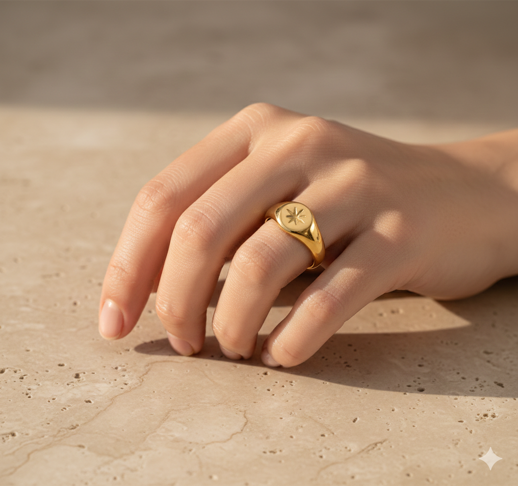 Bague Hexagramme Bohème Plaqué Or 18K Premium