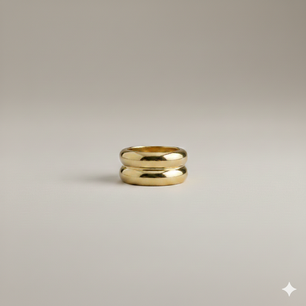 Bague Fine Acier et Or – Anneau Minimaliste Taille 52 à 62