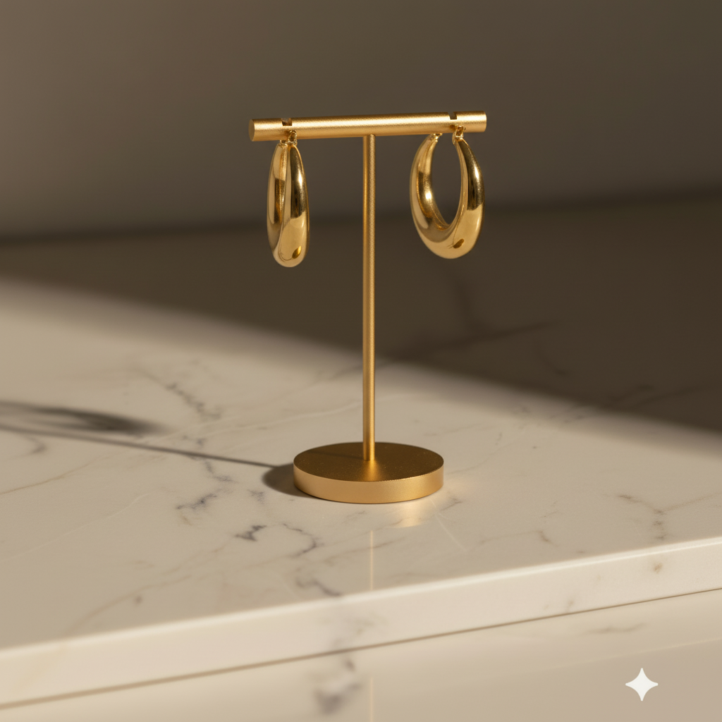 Boucles d'oreilles sur présentoir - Format carré