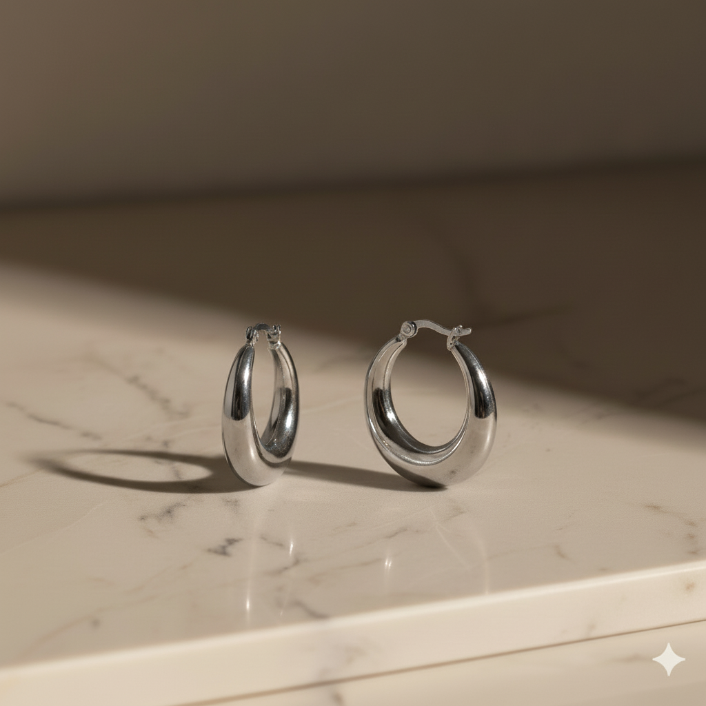 Paire de créoles argentées