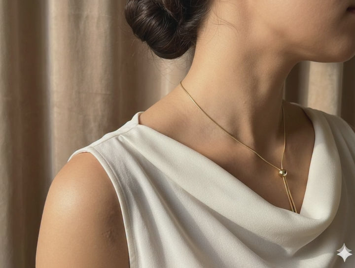 Collier Lariat Serpent 72cm – Perles et Breloques en Acier Inoxydable Plaqué Or