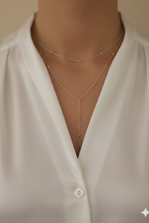 Collier Lariat Plaqué Or 18K – Bijou Femme Élégant et Pas Cher
