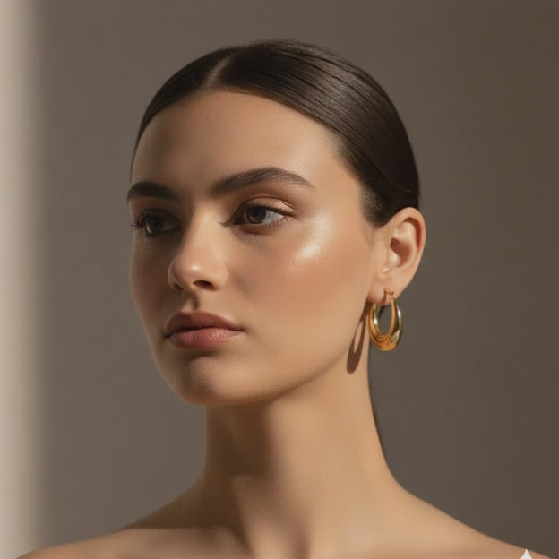 Créoles épaisses plaquées or – Boucles d'oreilles en demi-lune